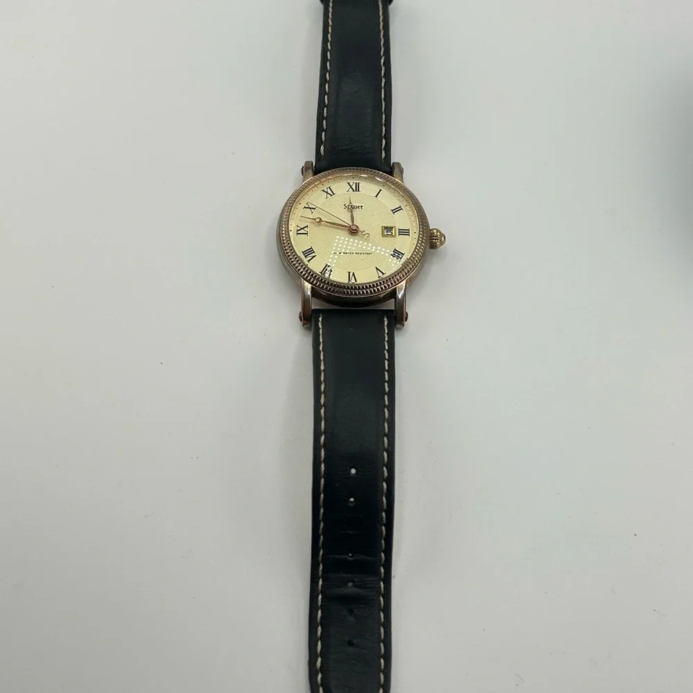 Stauer Buttonwood 42mm High Polished Rose Gold Fused Stainless Steel Watch 546